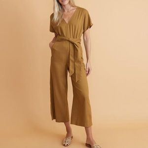 Marine Layer Vera Belted Jumpsuit. Size Medium. Color Mustard.